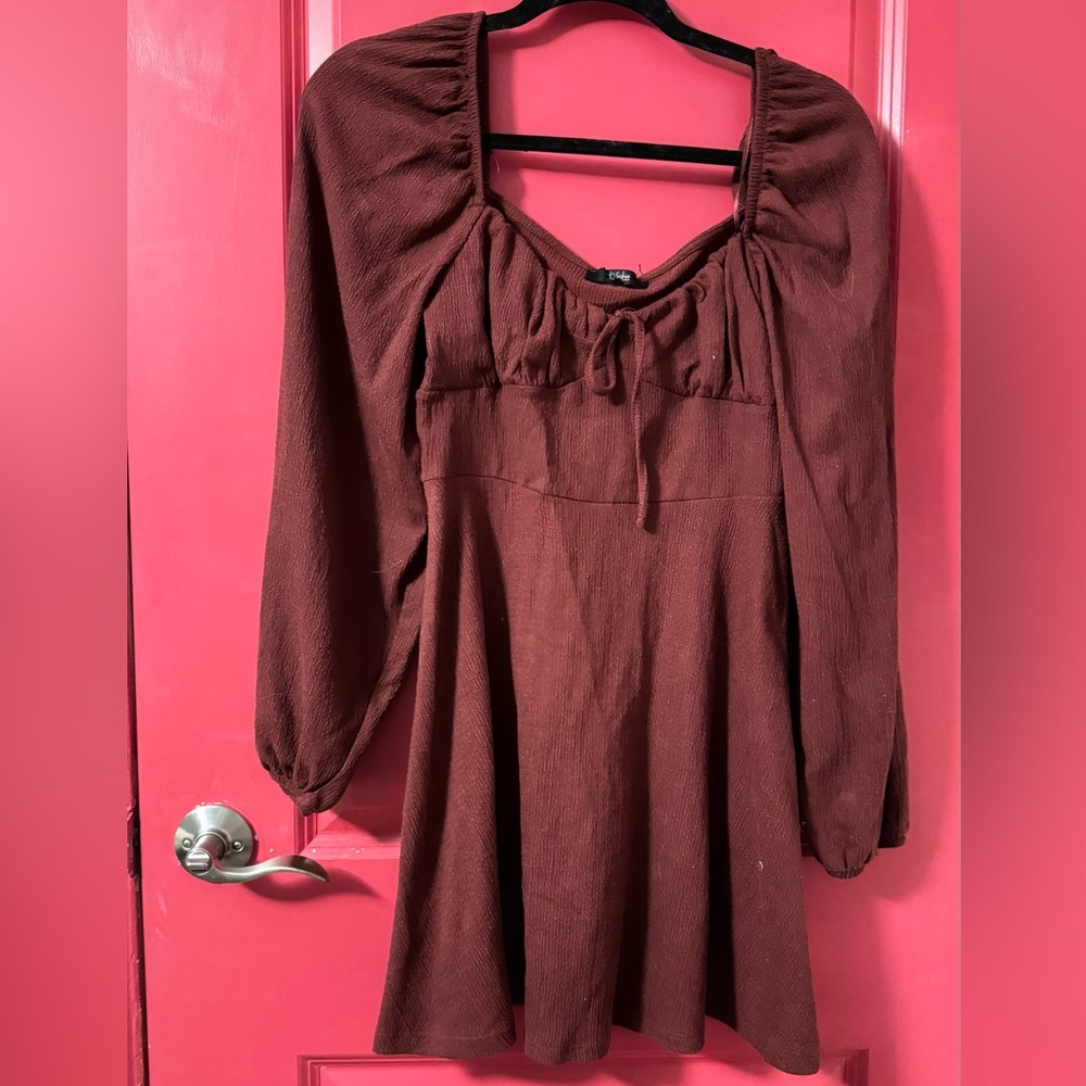 Chic Burgundy Long Sleeve Dress - From Go Fashion London